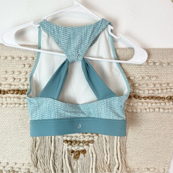 P’tula Peak Blue Textured High Neck Sports Bra Size S - Picture 3 of 4